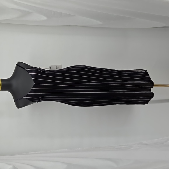 Leith Dress Velvet Striped Slits Both Sides V Neck Strappy Midi Dress Size XS - Picture 3 of 16